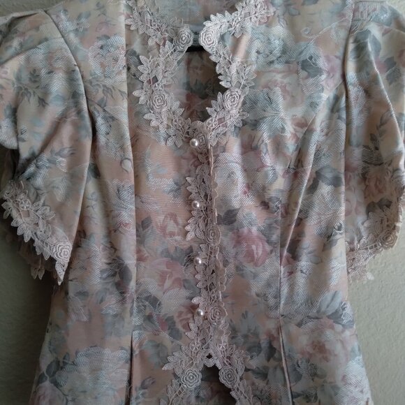 Vintage Nah Nah Collections by Jonathan Tait Peachy Pink Floral Lace Jacket - Picture 2 of 7